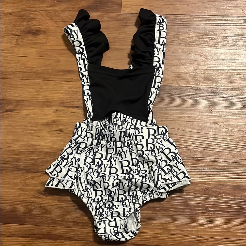 Baby Dior Black and White Ruffle Romper